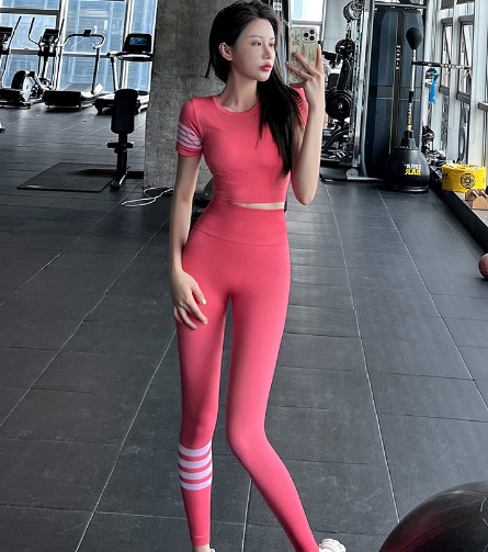 瑜伽服女套装运动上衣t恤高腰收腹提臀健身长裤跑步高弹秋